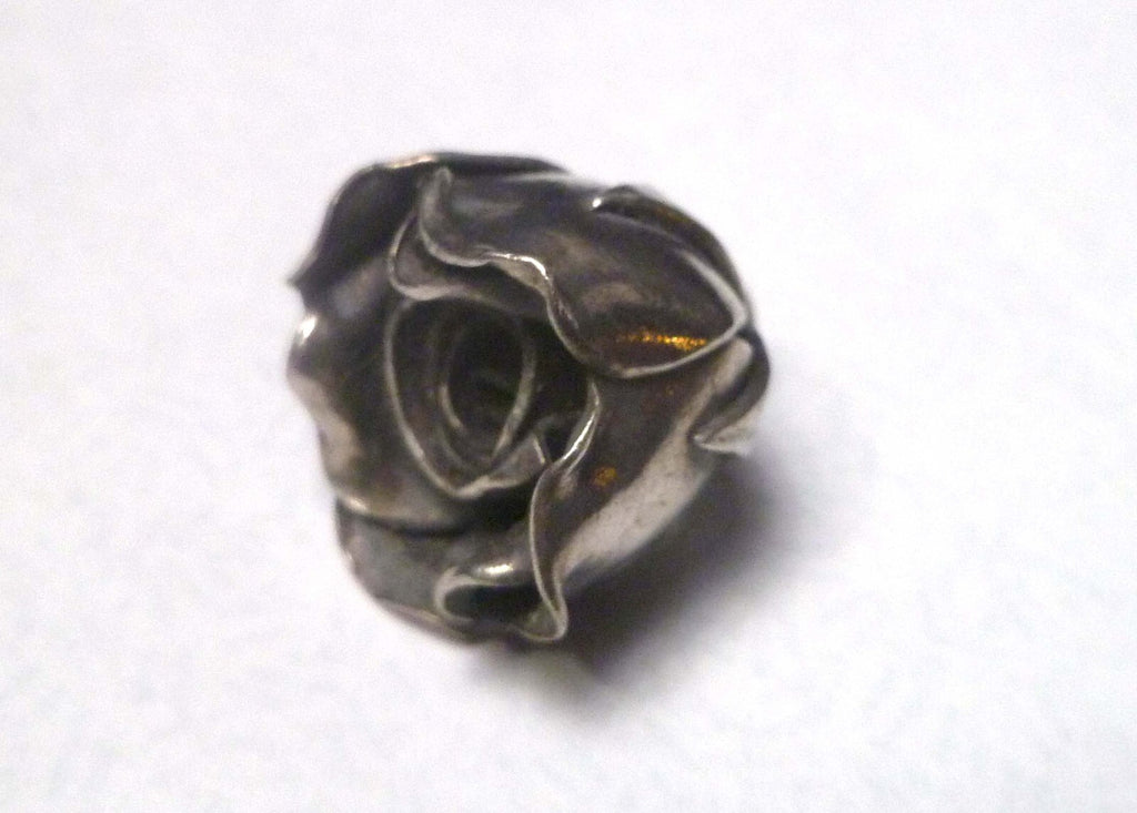 Sterling Silver ROSE Bead Charm Solid Silver 10.2 grams