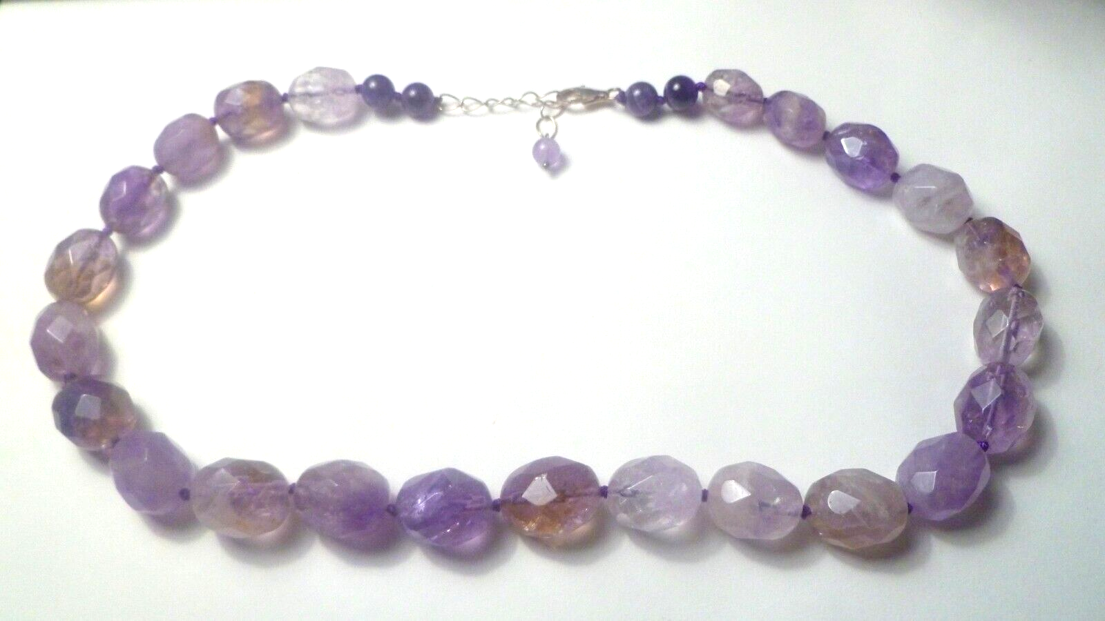 19mm Faceted Amethyst Bead Necklace Sterling 20"