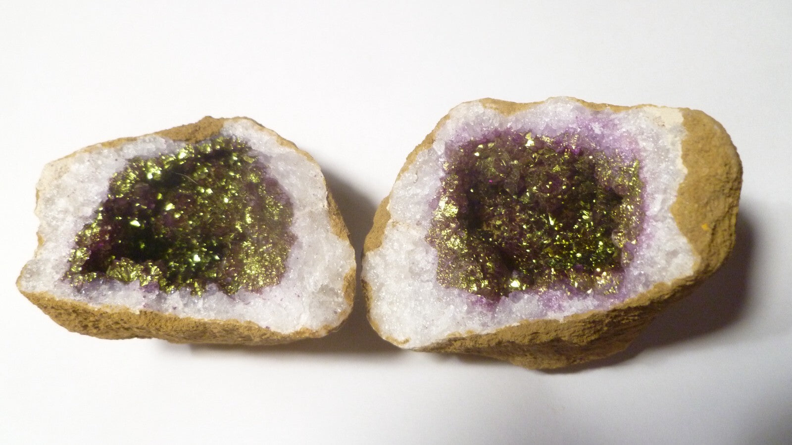 Purple GREEN GEODE DRUZY Both Halves AMAZING Colors