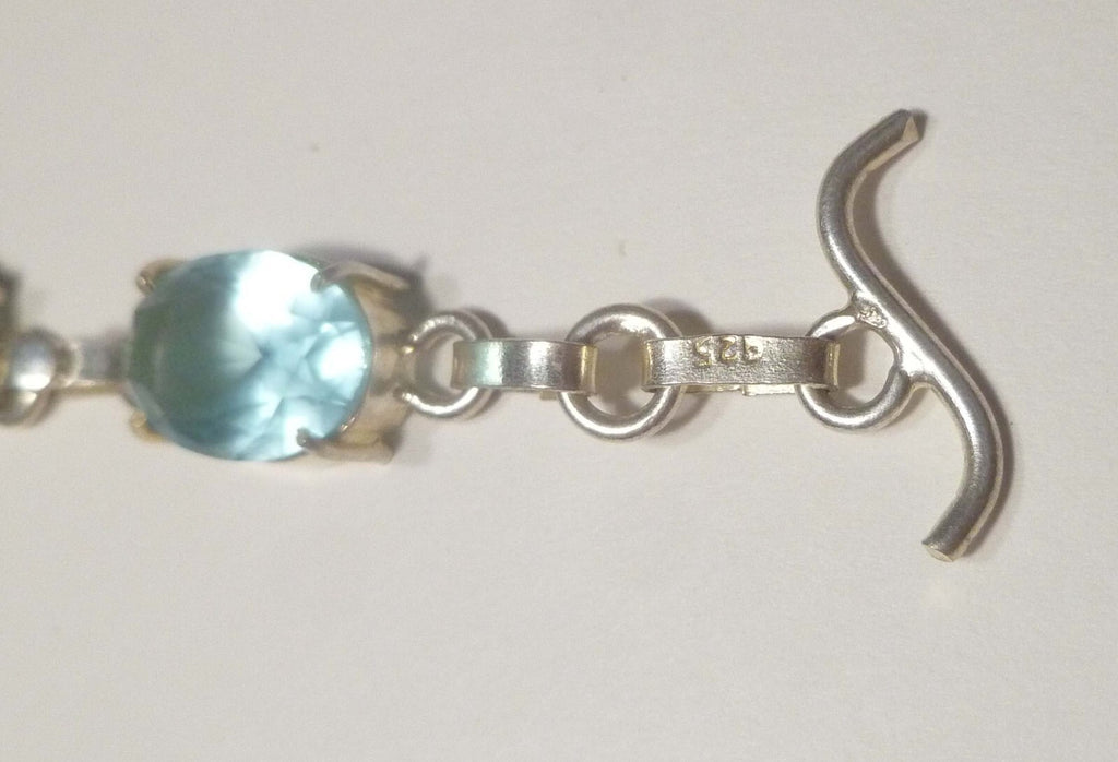 Minimalist BLUE TOPAZ bracelet Sterling Silver 925 7" inside