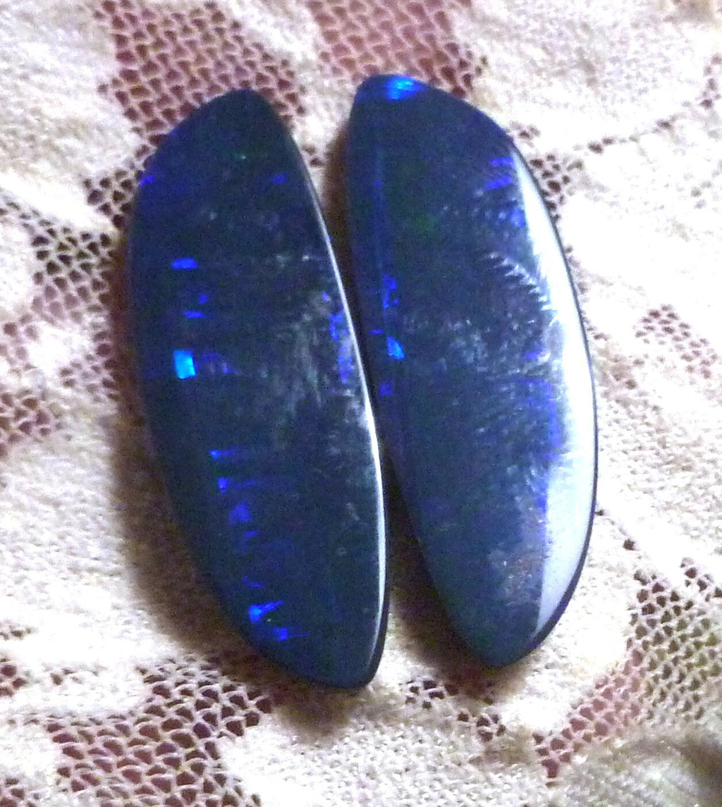 Australian BLACK Boulder Opal Pair 4Earrings 19.75ct Queensland Natural 33x11mm