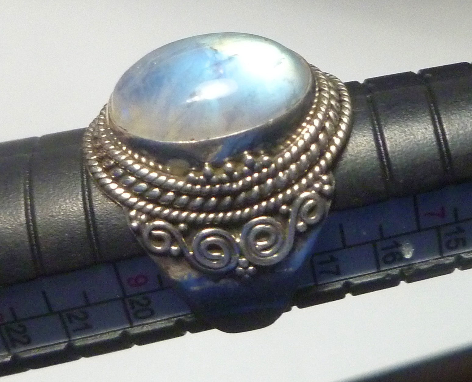 Rainbow Moonstone RING Sterling Silver .925 Size 8