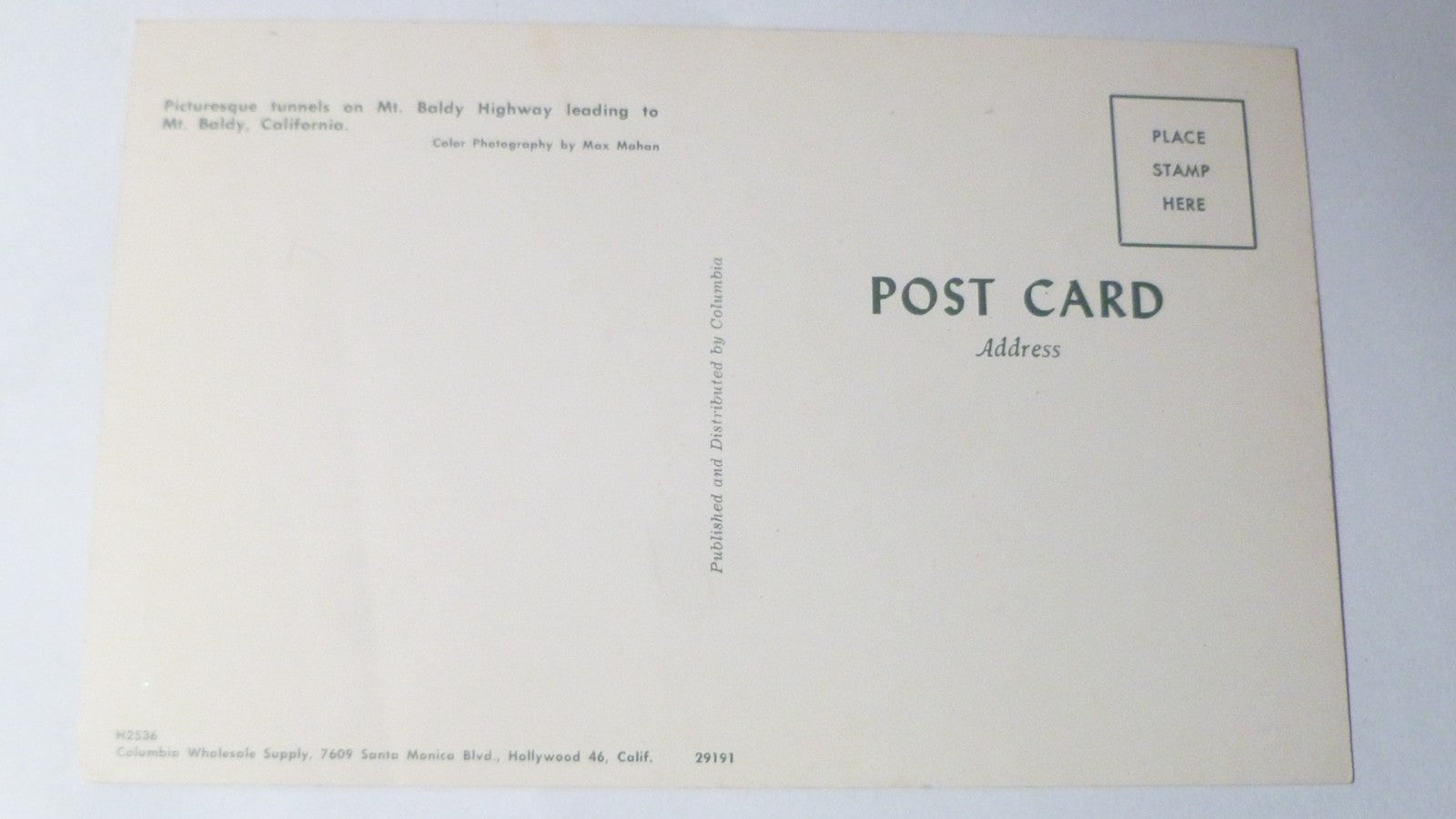 Postcard Tunnels Road Mount Baldy California USA 1961