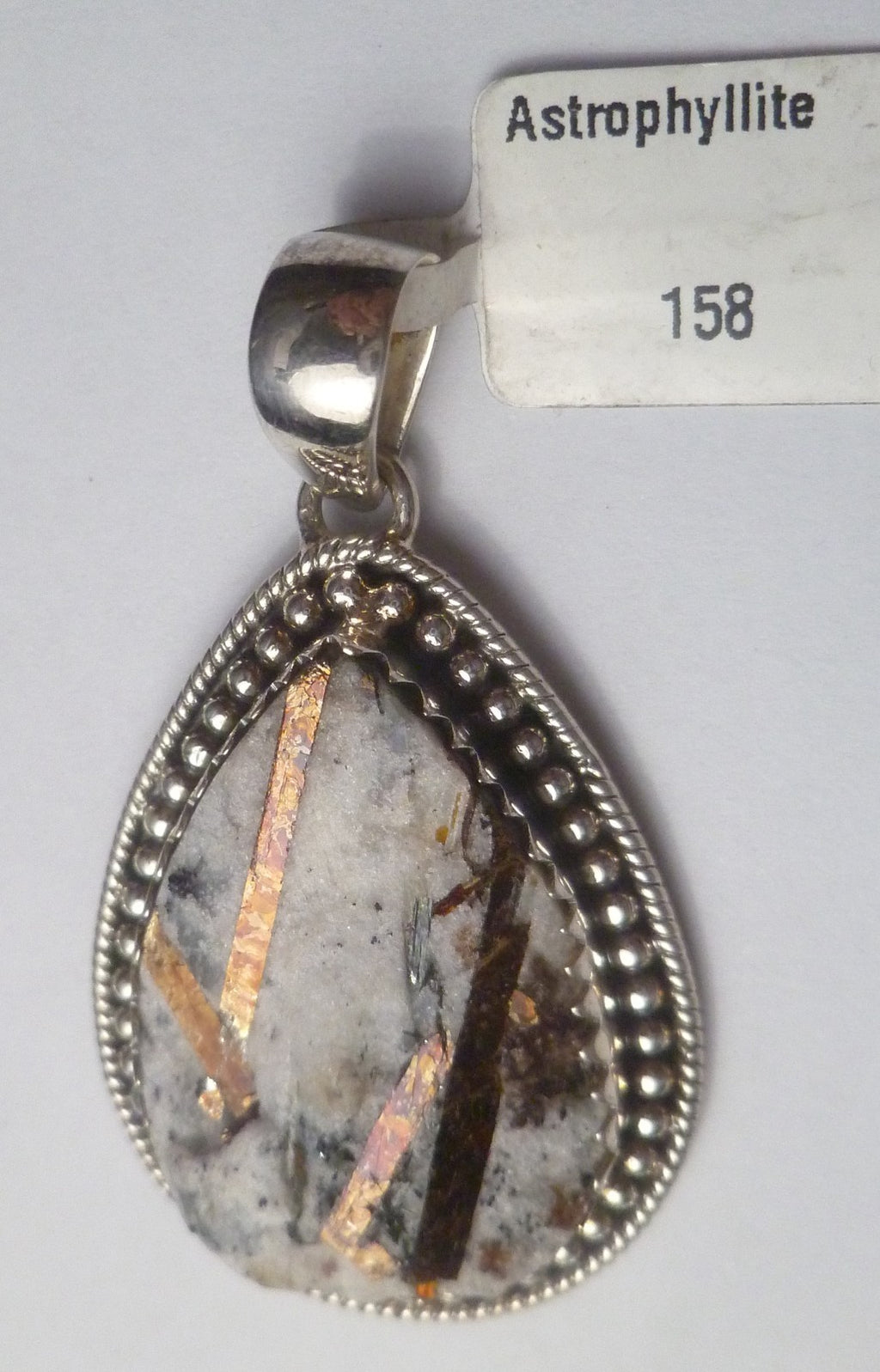 Minimalist Astrophylite Crysal .925 Sterling Silver Designer PENDANT 50mm $158