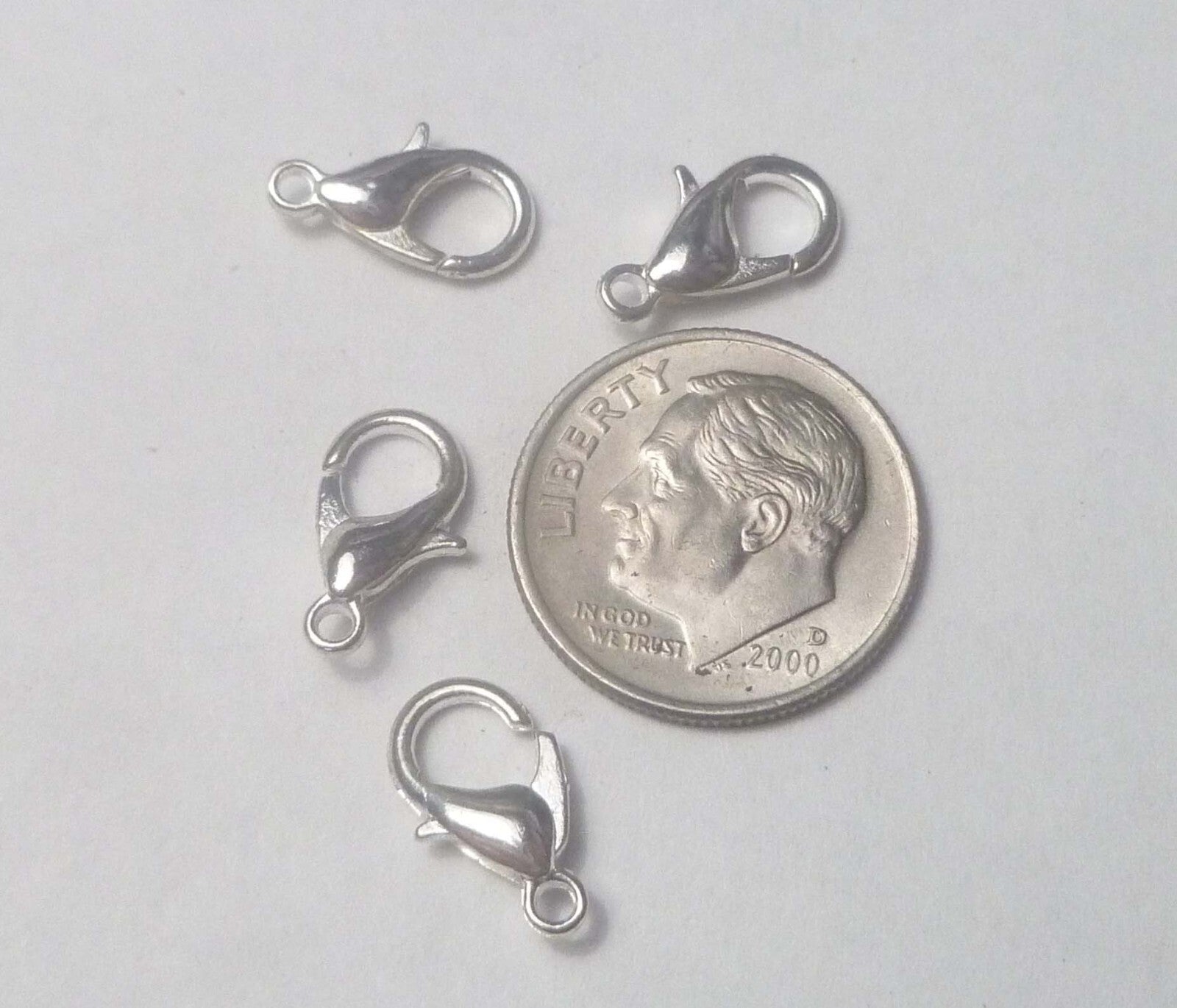 4pcs Silver Plated Lobster Clasp Necklace Bracelet Jewelry DIY Chain Ring Hook