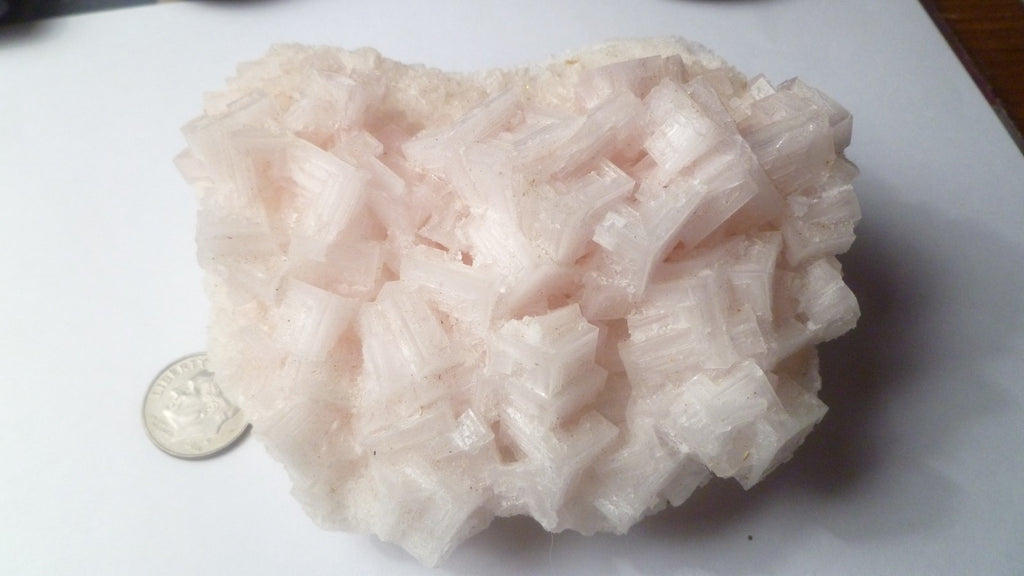 Pink Halite Crystal 4" x 3" Cluster Salt Specimen Owens Lake Trona California