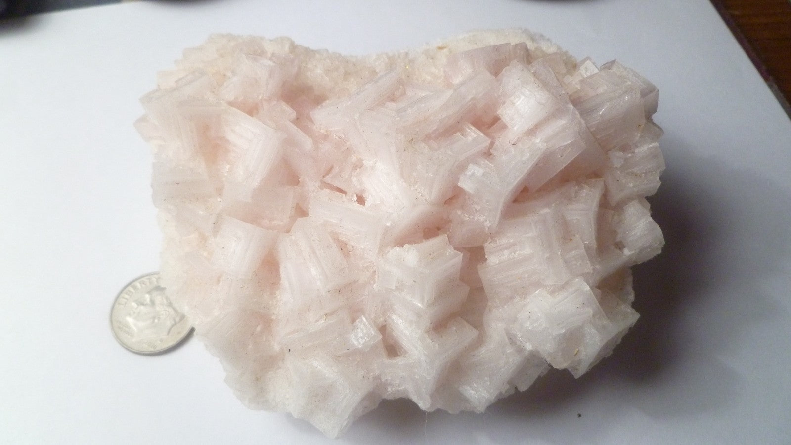 Pink Halite Crystal 4" x 3" Cluster Salt Specimen Owens Lake Trona California