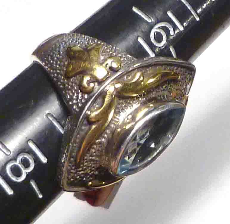 Sky Blue Topaz Ring 925 Sterling Silver10k Gold Sz 7