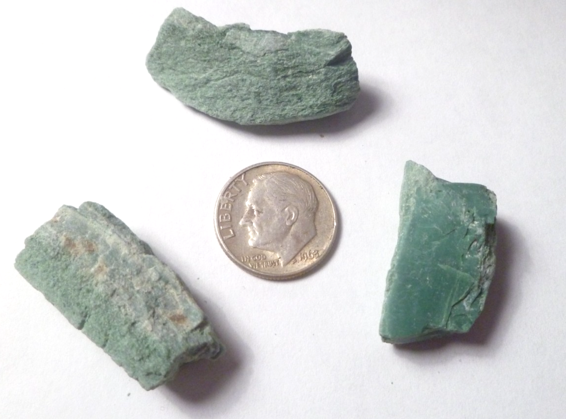Lot of 3 CHROMIUM! Extremely RARE Mint GREEN Petrified Wood Log ARIZONA 14g