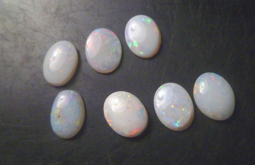 6x8 Lot of 7 Polished Australian White Opal Cabochons