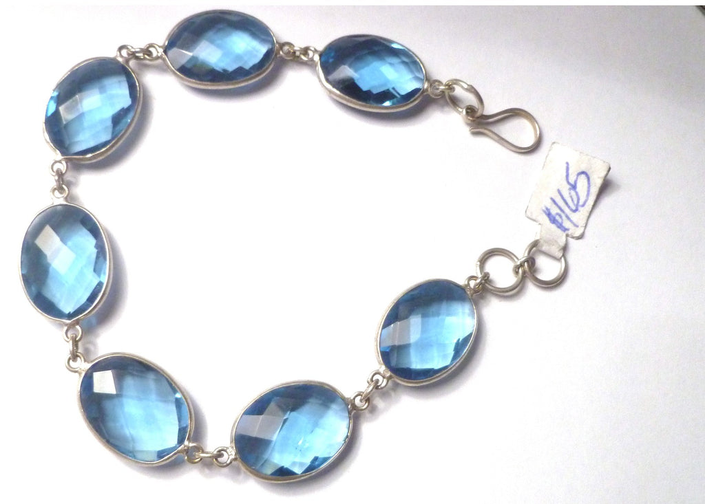 Minimalist BLUE TOPAZ bracelet Sterling Silver 925 8" Was $165