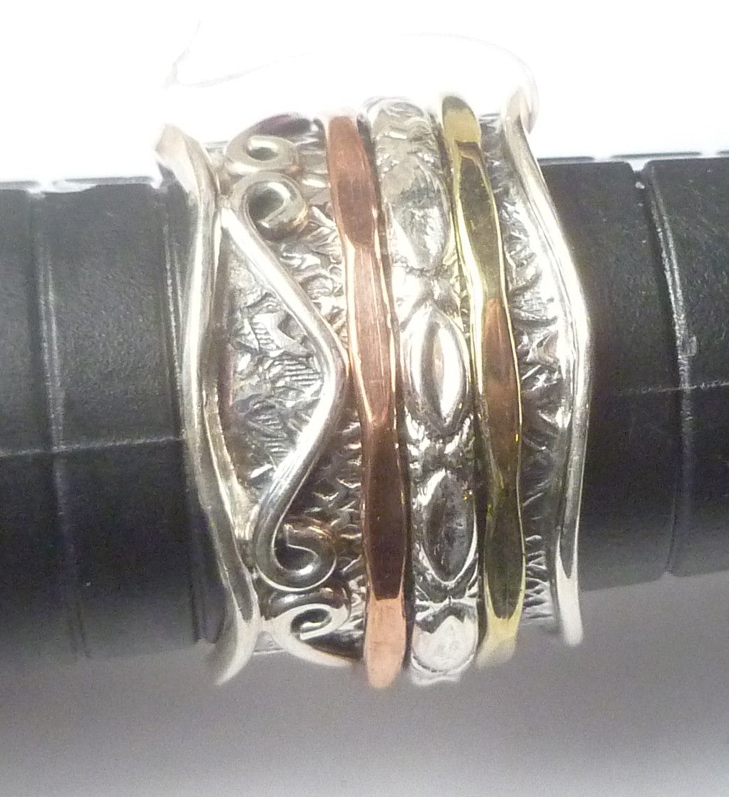 15mm wide Band Spinner Ring 925 Sterling Silver s9