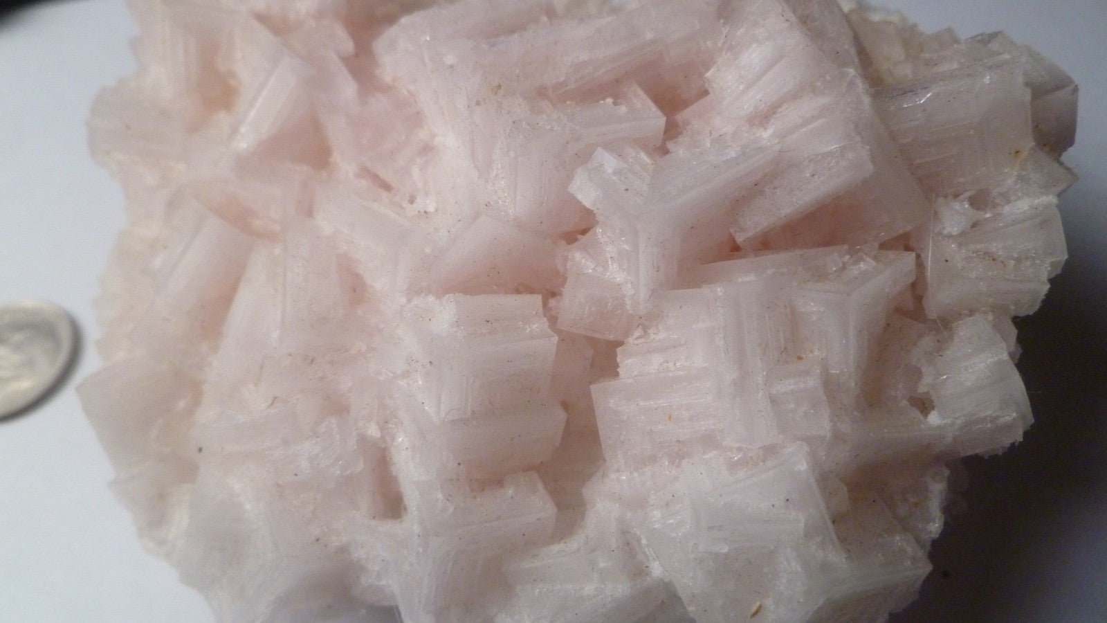 Pink Halite Crystal 4" x 3" Cluster Salt Specimen Owens Lake Trona California