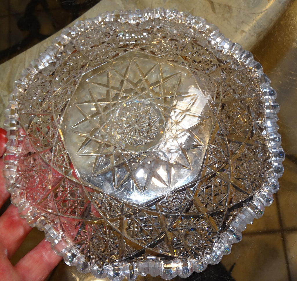 7" American Brilliant ABP Cut Glass Antique Bowl