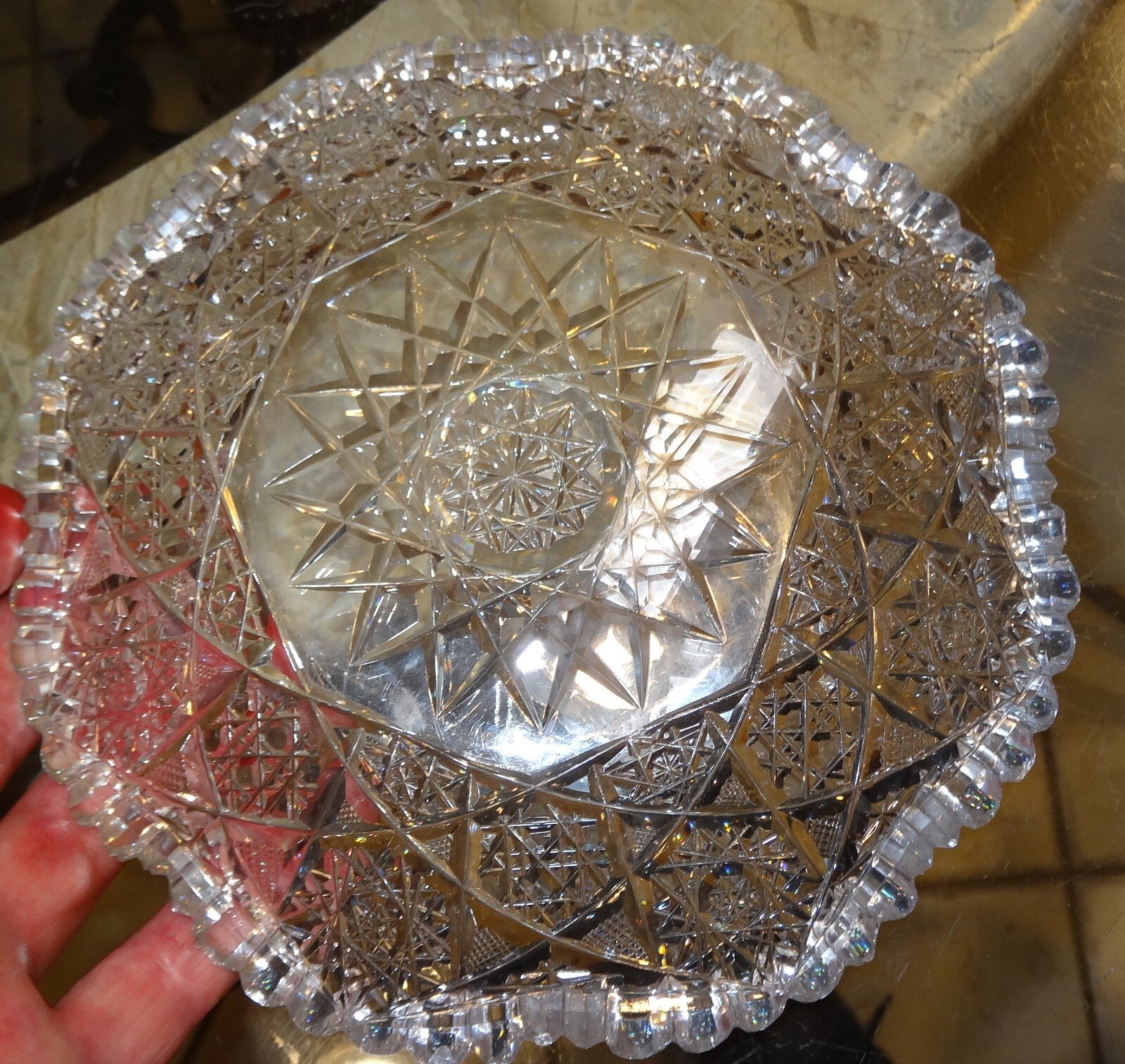 7" American Brilliant ABP Cut Glass Antique Bowl