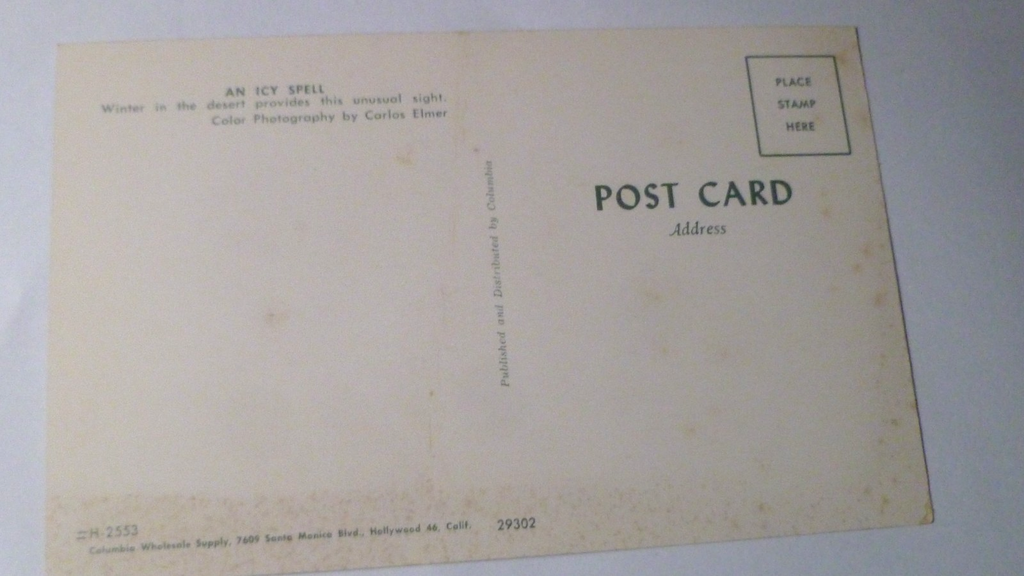 Postcard Snow High Desert California USA 1961