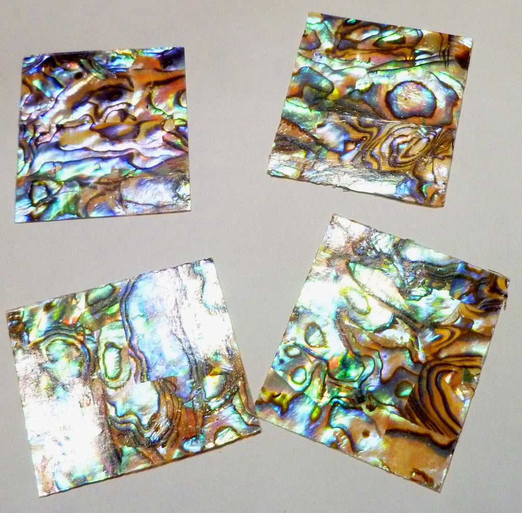 Lot 4 Purple/Green/Blue Inlay Material Paua Abalone Shell Blanks DIY Sz 46x40mm