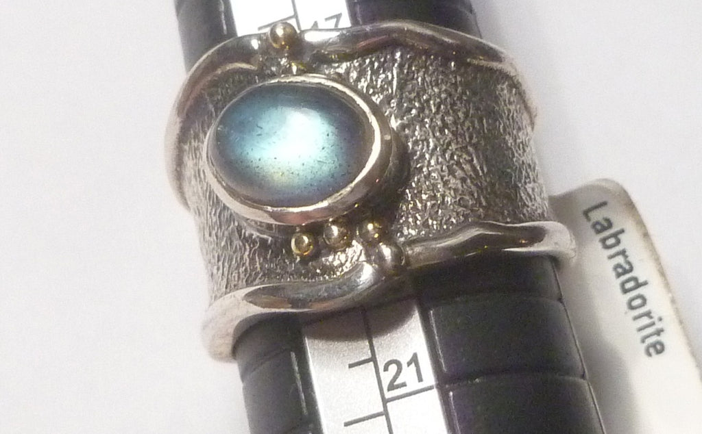LABRADORITE RING Sterling Silver .925 & Rhodium No Tarnish! Size 9