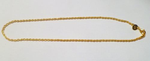14k Gold Over 925 Sterling Silver 2mm Vermeil Rope Chain Necklace