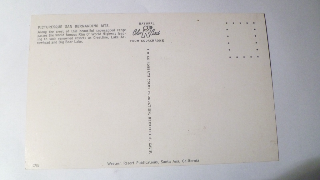 Postcard Crestline San Bernardino Mountains California USA 1961