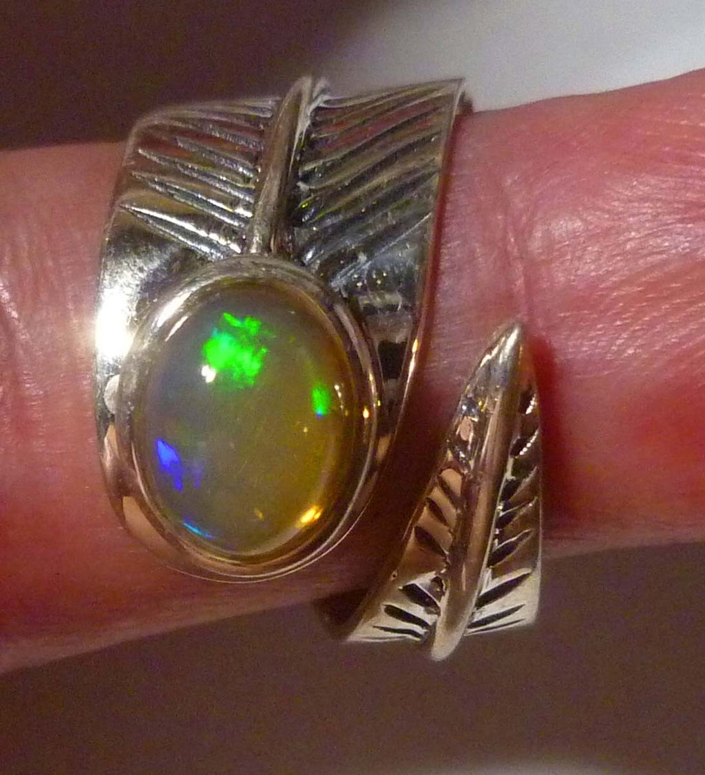 Sale Welo Opal 925 sterling silver bypass ring size 9 Adjustable