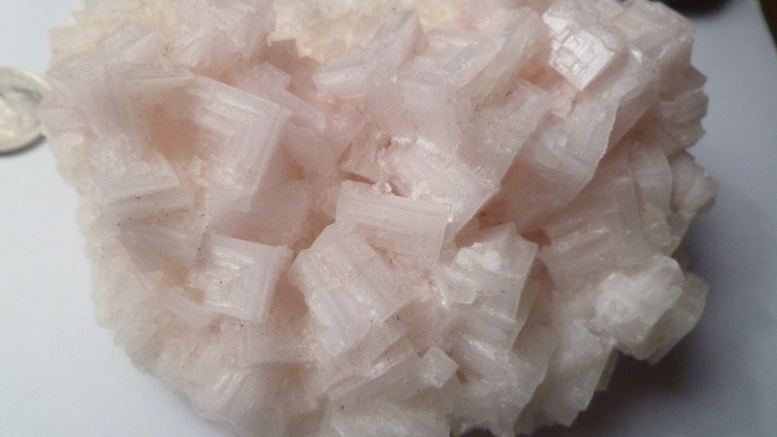 Pink Halite Crystal 4" x 3" Cluster Salt Specimen Owens Lake Trona California