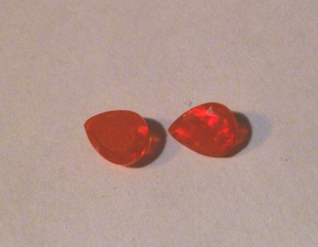PAIR 8x6mm Firey Sunset Fanta Opal Gemstones Pear Cut Ethiopian Ethiopia 1.03 ct
