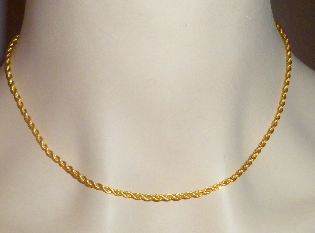 14k Gold Over 925 Sterling Silver 2mm Vermeil Rope Chain Necklace