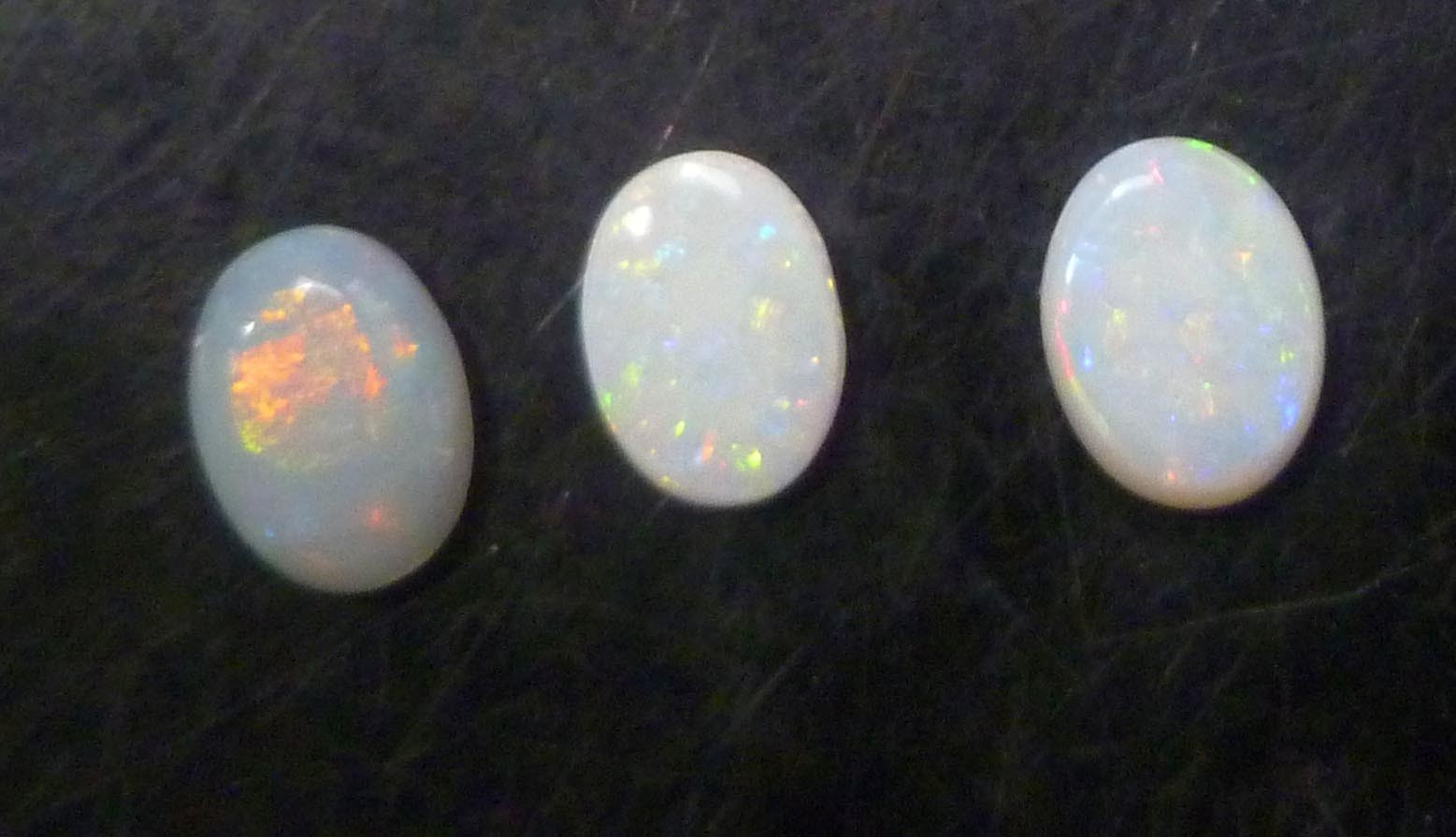6x8 Lot of 3 Polished Australian White Opal Cabochons