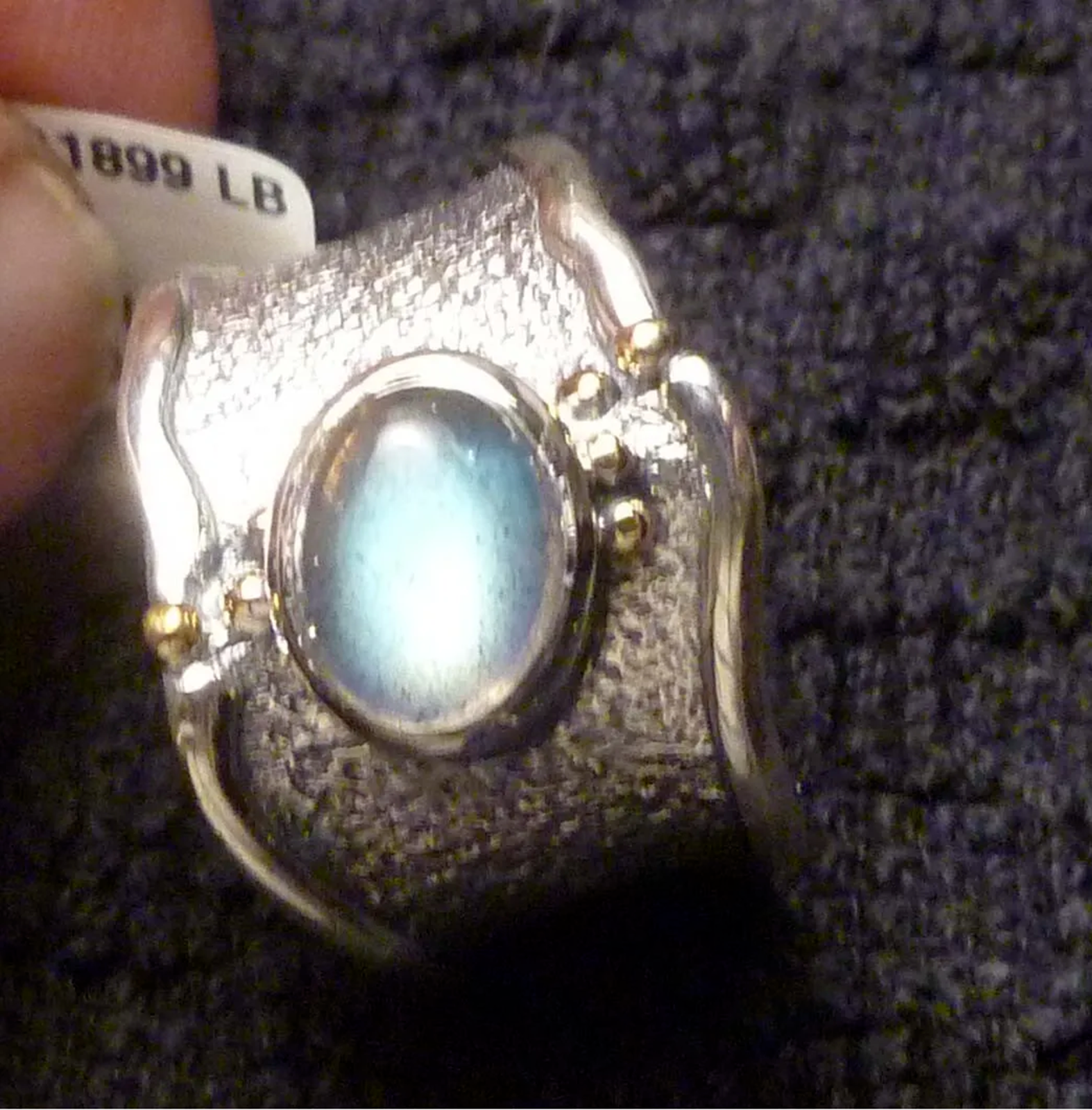 LABRADORITE RING Sterling Silver .925 & Rhodium No Tarnish! Size 9