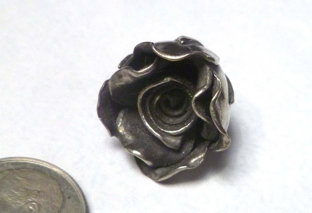 Sterling Silver ROSE Bead Charm Solid Silver 10.2 grams