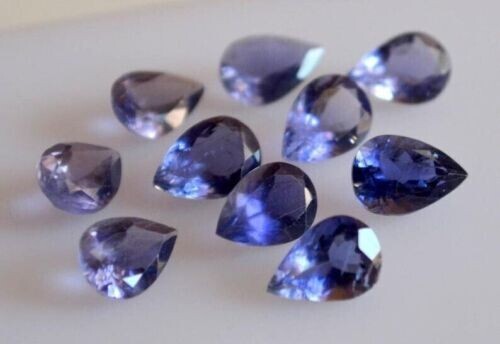 4X6 mm Natural Iolite Faceted Cut Pear Shape Loose Gemstones 5 Pieces Lot 6x4mm