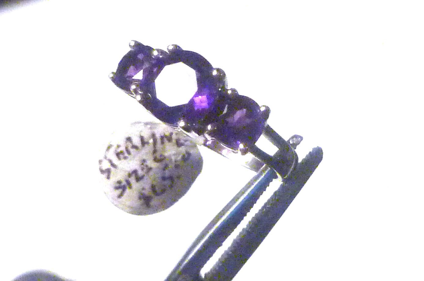 Minimalist Faceted Purple Round Cut Amethyst Ring 925 Sterling Sz 6 Brazil