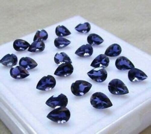 4X6 mm Natural Iolite Faceted Cut Pear Shape Loose Gemstones 5 Pieces Lot 6x4mm