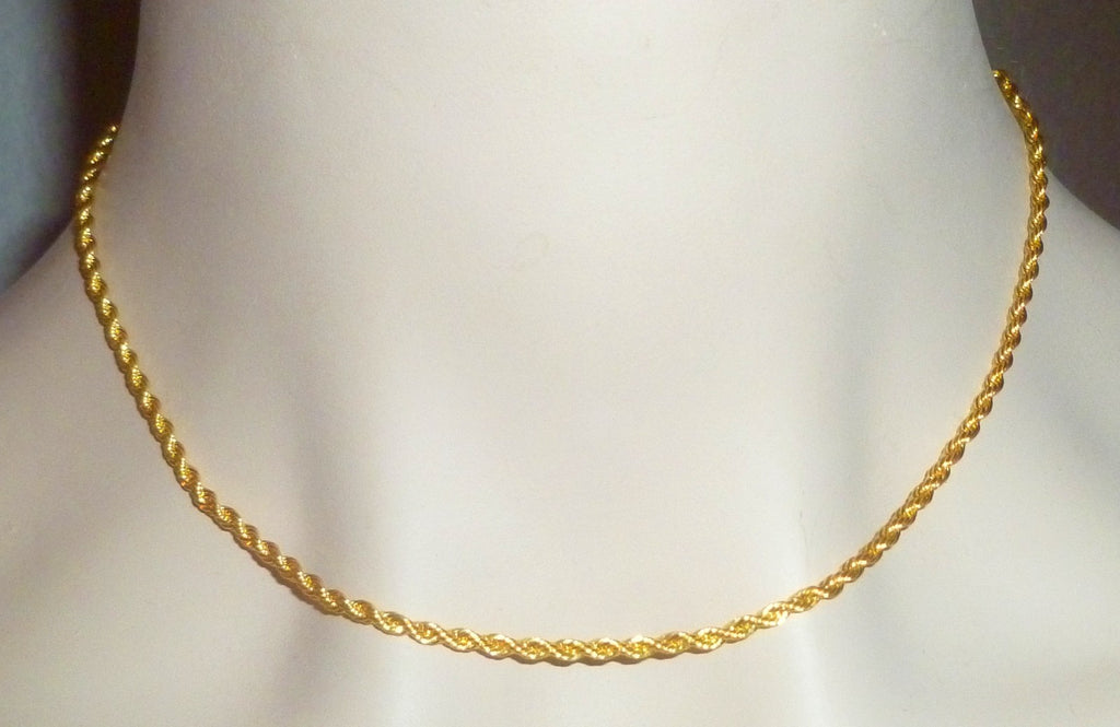14k Gold Over 925 Sterling Silver 2mm Vermeil Rope Chain Necklace