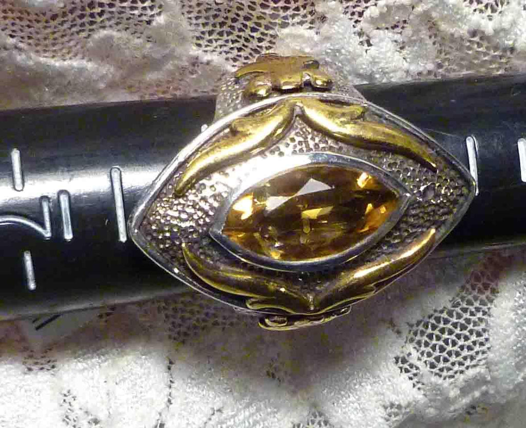 15x9mm Natural Citrine 5.77cts Sterling SILVER .925 10k Gold Accents RING Size 6