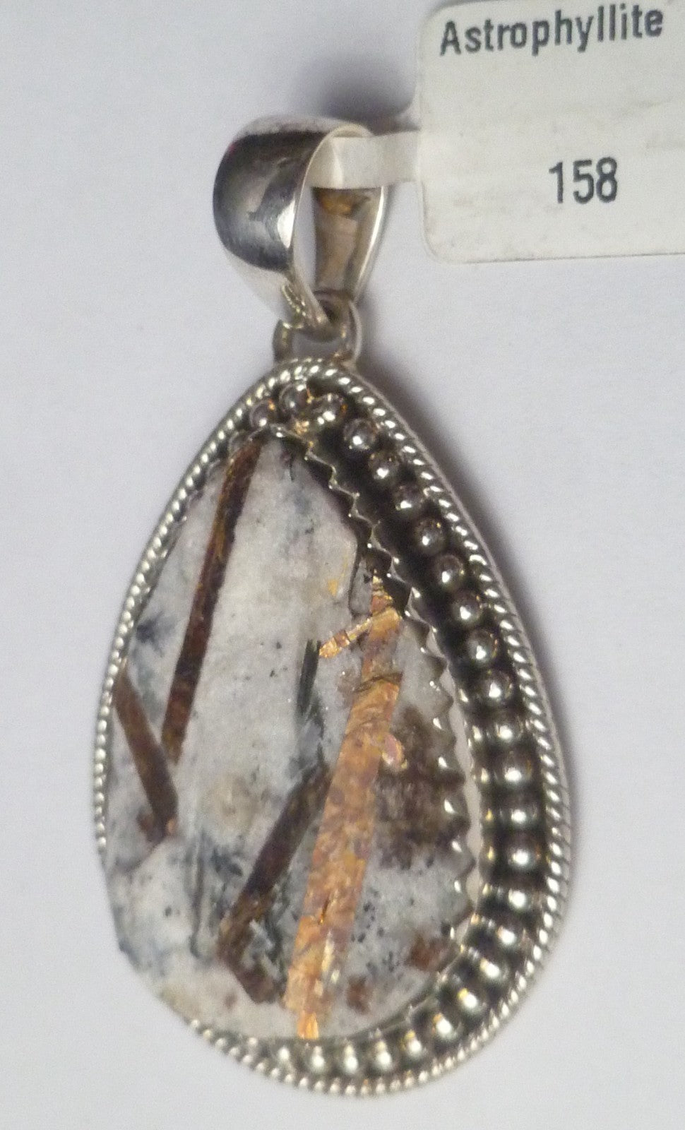 Minimalist Astrophylite Crysal .925 Sterling Silver Designer PENDANT 50mm $158