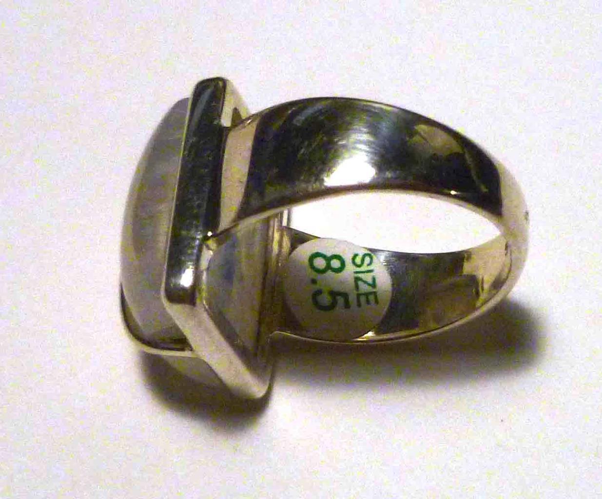Minimalist Rainbow  Blue MOoNSToNE! Sterling SILVER .925 RING sz 8.5