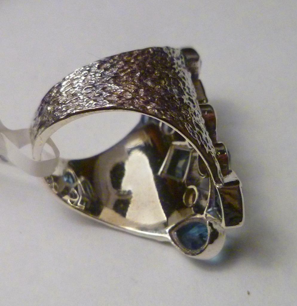 2.6 Carat Genuine SWISS BLUE TOPAZ .925 SILVER RING Sz7