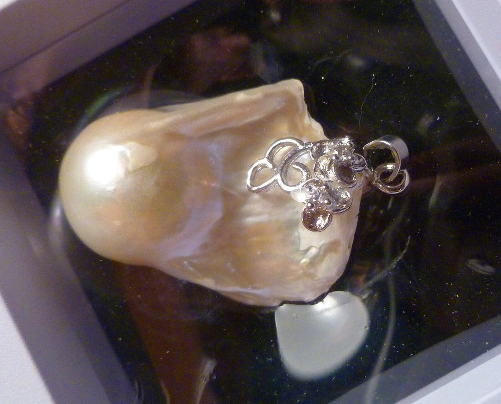 LARGE Metallic White Baroque Cultured Freshwater Pearl Enhancer Sterling Silver
