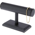 Plymor Black Faux Leather T-Bar Bracelet Display Stand, 7.5" W x 5" H