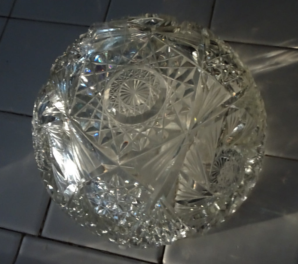 Lot of 3 American Brilliant Cut Glass ABP Decanter & 2 Bowls Circa 1900