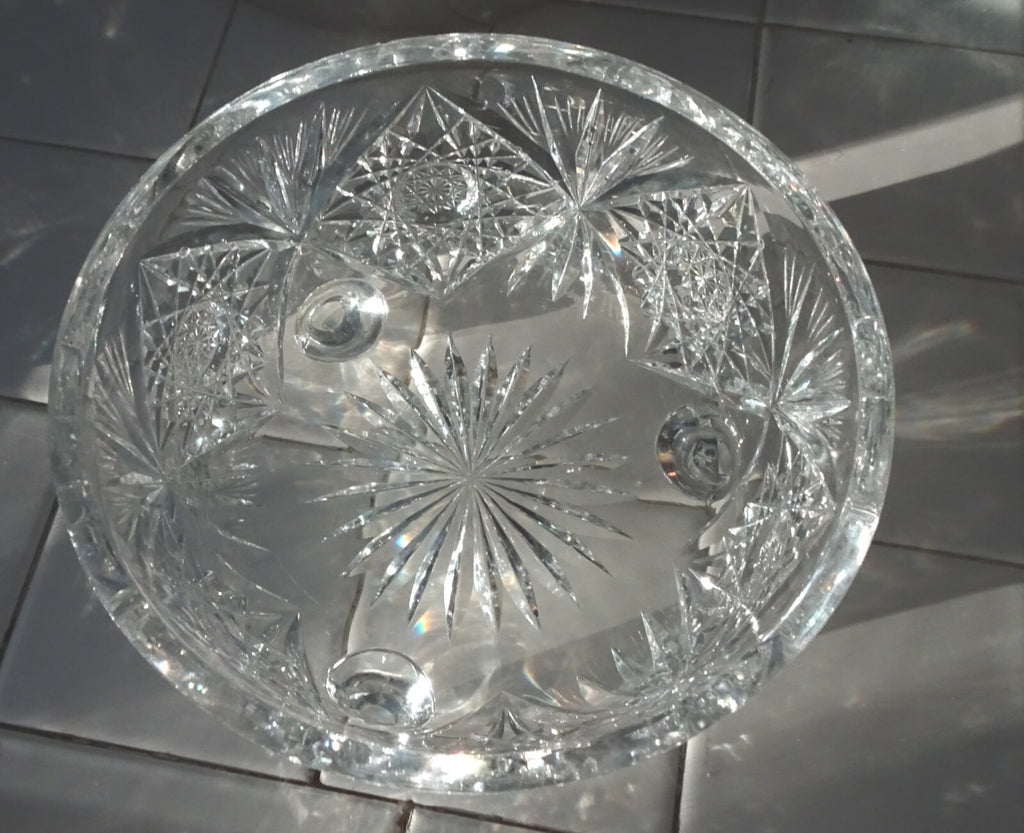 Lot of 3 American Brilliant Cut Glass ABP Decanter & 2 Bowls Circa 1900