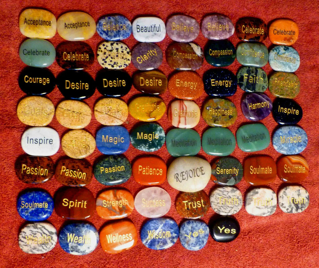 Word Stone(s) Engraved Imprinted Semi Precious Gemstone Inspiration Rocks 