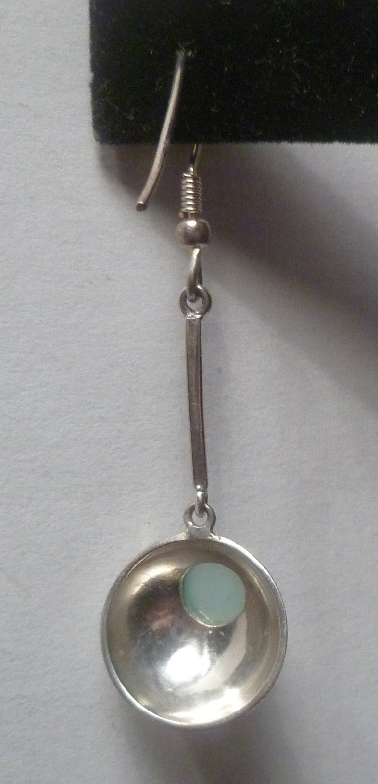 Sterling Silver Earrings Aquamarine Chalcedony Gemstone 2.25"