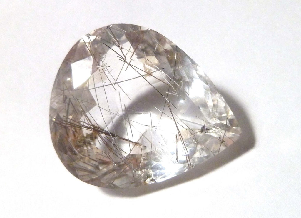 7x6.7mm Pear Natural Needles Rutile Quartz Gemstone, Brazil 39.30cts