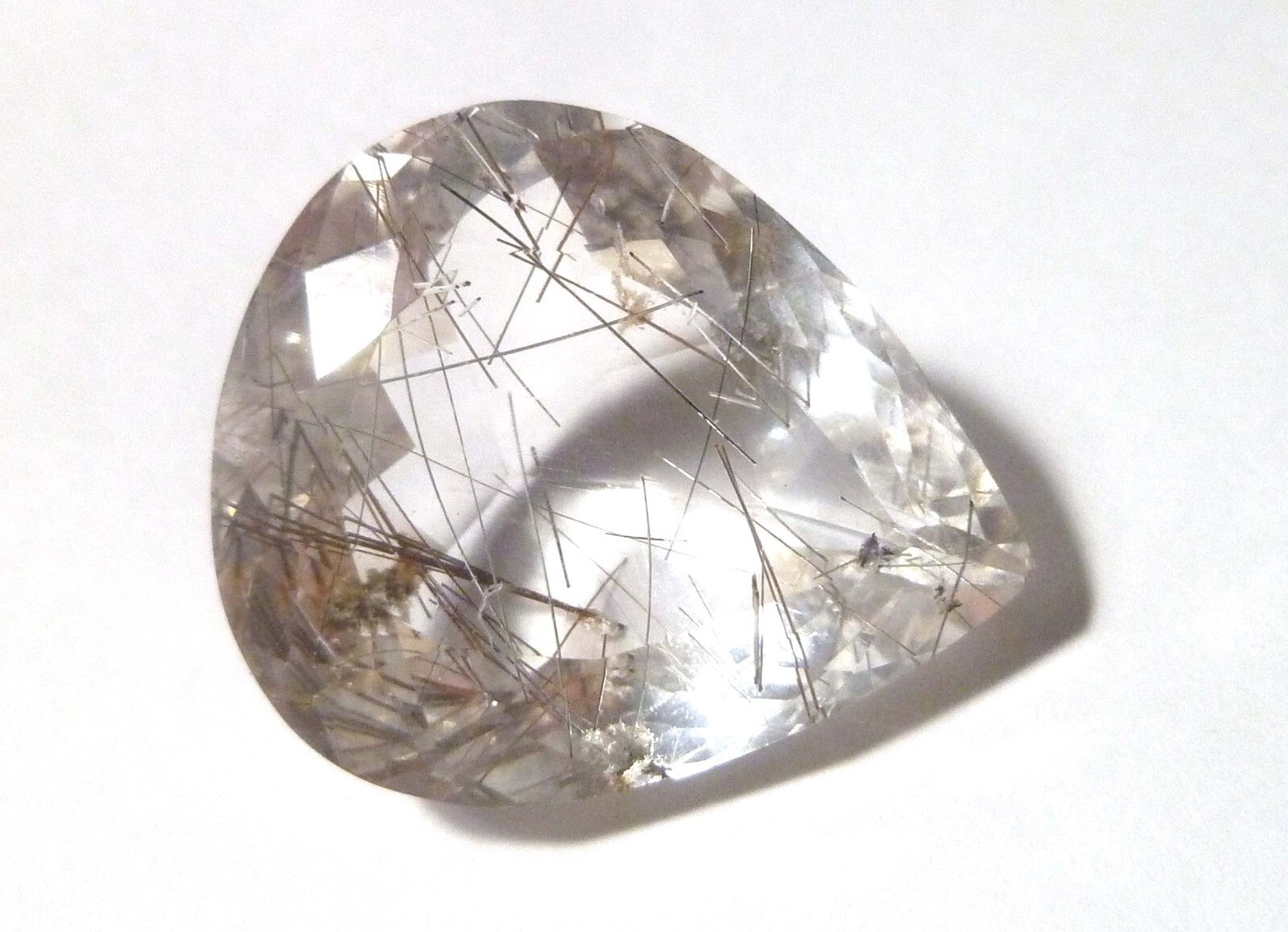 7x6.7mm Pear Natural Needles Rutile Quartz Gemstone, Brazil 39.30cts