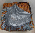 Kissing Cougar SHARIF Desinger Fringe Slouch Hobo Leather Handbag Purse Pewter