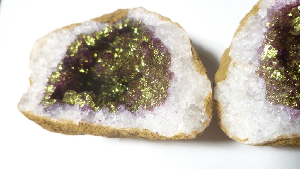 Purple GREEN GEODE DRUZY Both Halves AMAZING Colors