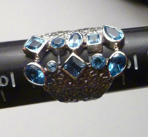 2.6 Carat Genuine SWISS BLUE TOPAZ .925 SILVER RING Sz7